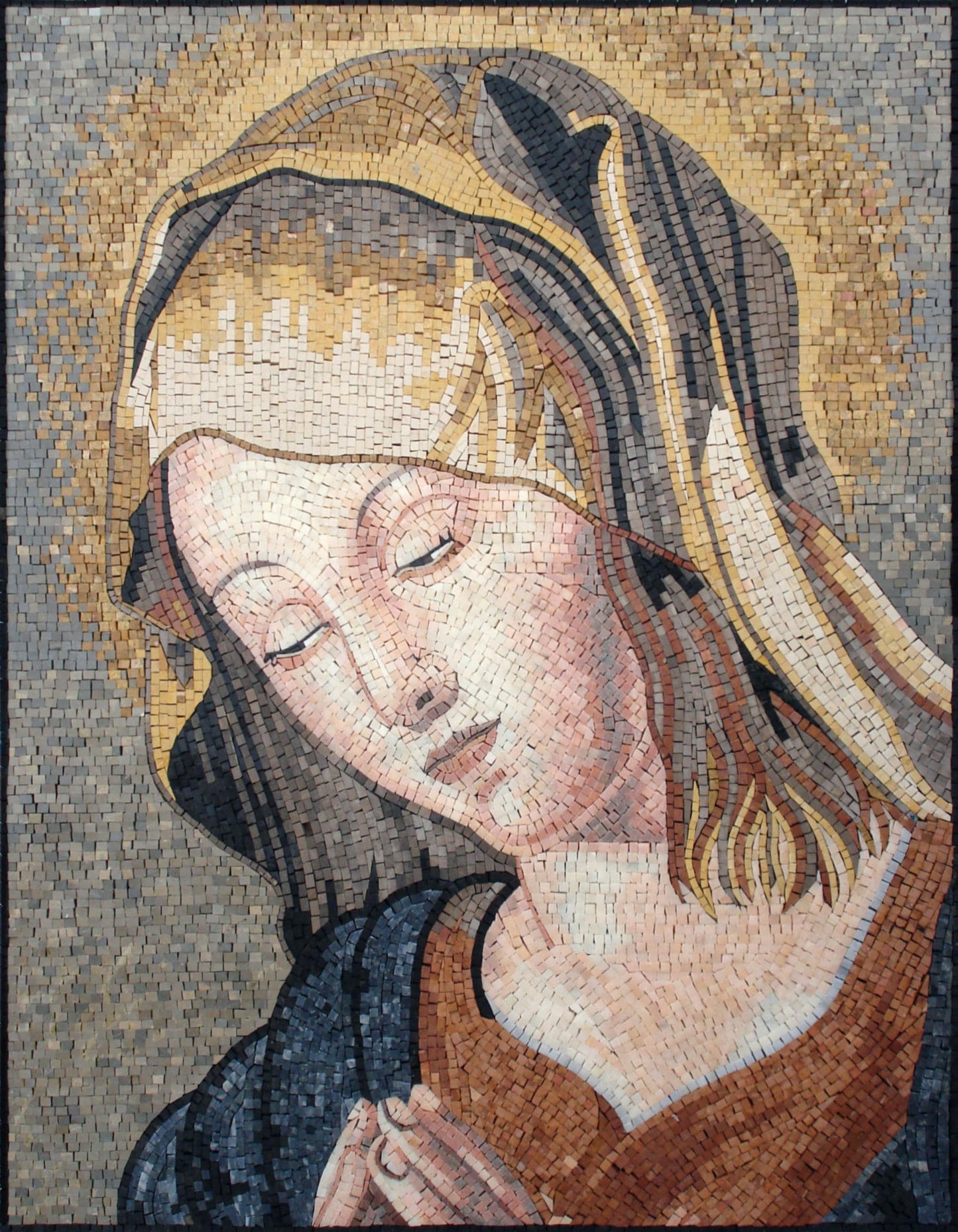 40"x32" Virgin Mary Mosaic – Christian Religious Decor, Custom Sacred Portrait, Customization available