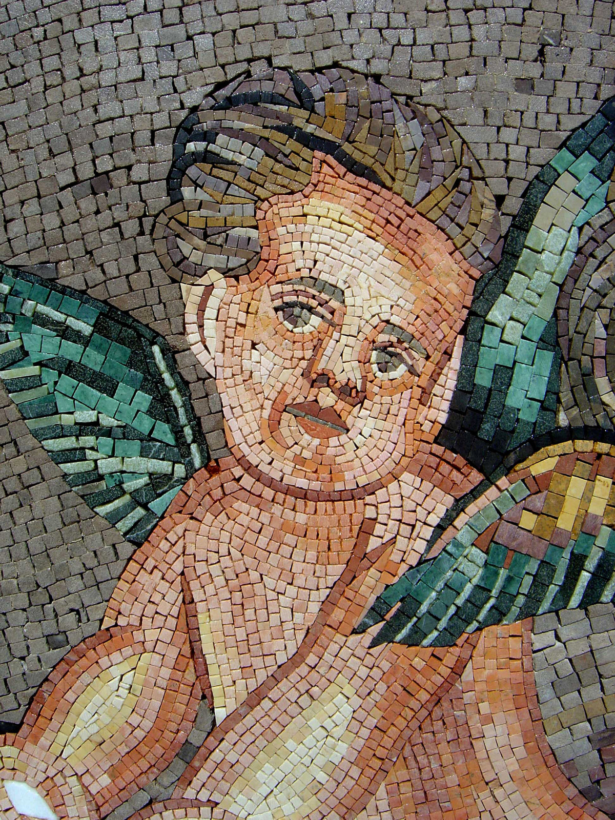 Handmade Cherubs Marble Mosaic Mural: Indoor/Outdoor Wall Art (52” x 32")
