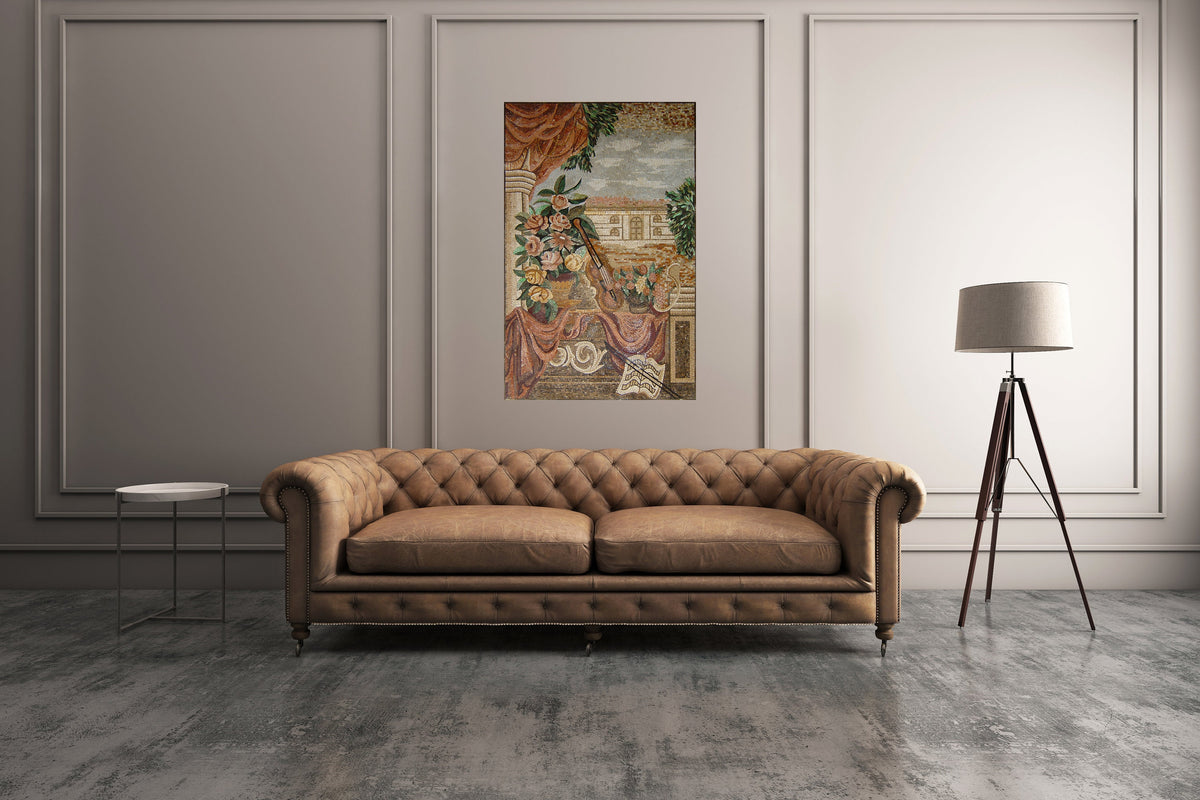 VIOLIN MOSAIC TILES |Violin Artwork Tiles For Music lover Room Walls | Tiles For Interior Outdoor Entry Walls And House Warming