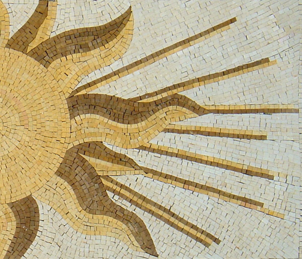 Handmade Marble Mosaic Rug: Sun Art Tile, Natural Stone Decor (64” x 28”)