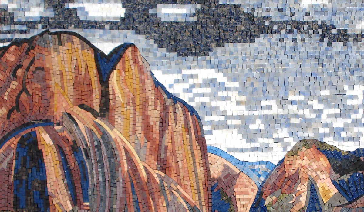 LS039 Landscape Mountains Sky Marble Mosaic Art
