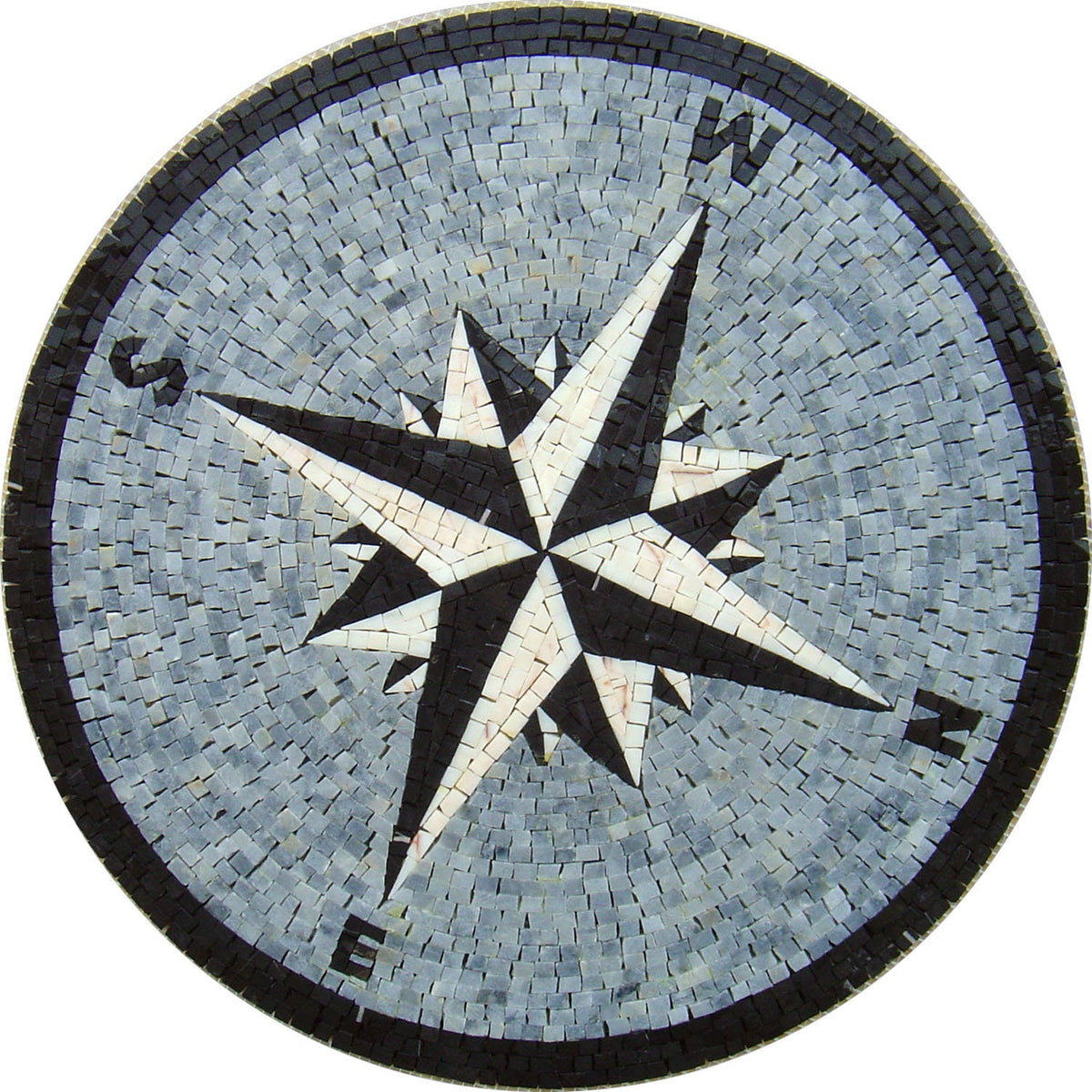 Oceanic Elegance - Mosaic Design - Compass Blue Marble Mosaic Flooring Art Tiles - Customization available