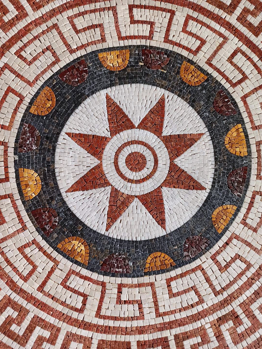 Elegant Symmetry - 36-Inch Handmade Pattern Marble Mosaic Medallion - Tile Design Art Décor - Customization available