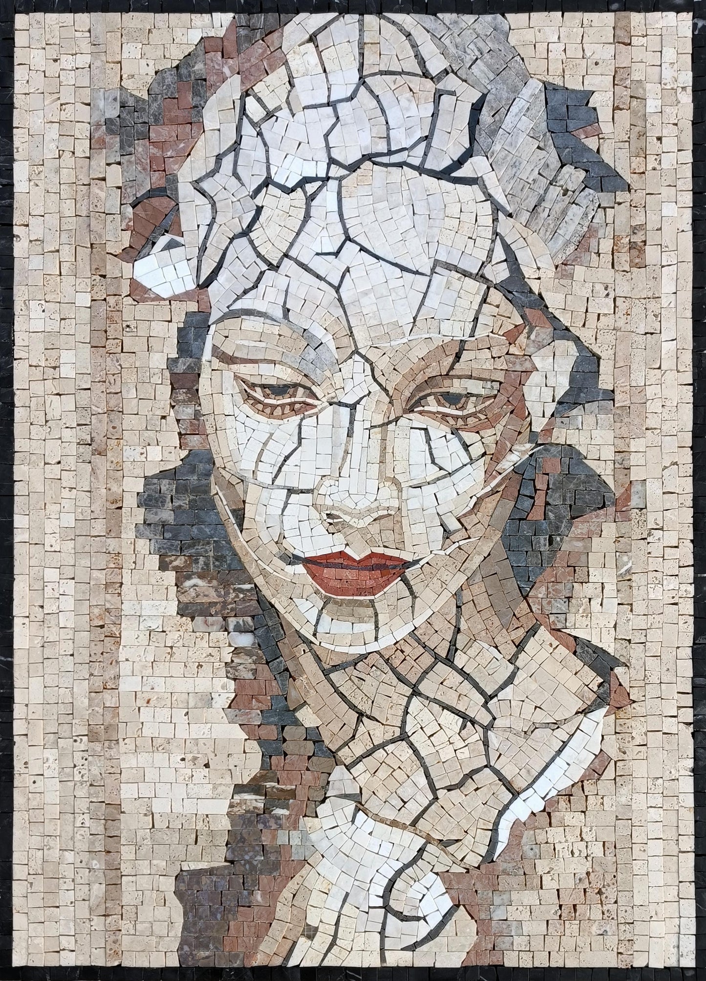 Handmade Mosaic Portrait of Woman Artistic, Wall Mural.