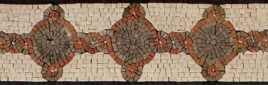 Geometric Circle Mosaic Border Tile: 6" Bathroom Decor