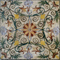 40" Floral Medallion Mosaic Tile: Geometric Marble Floor Art