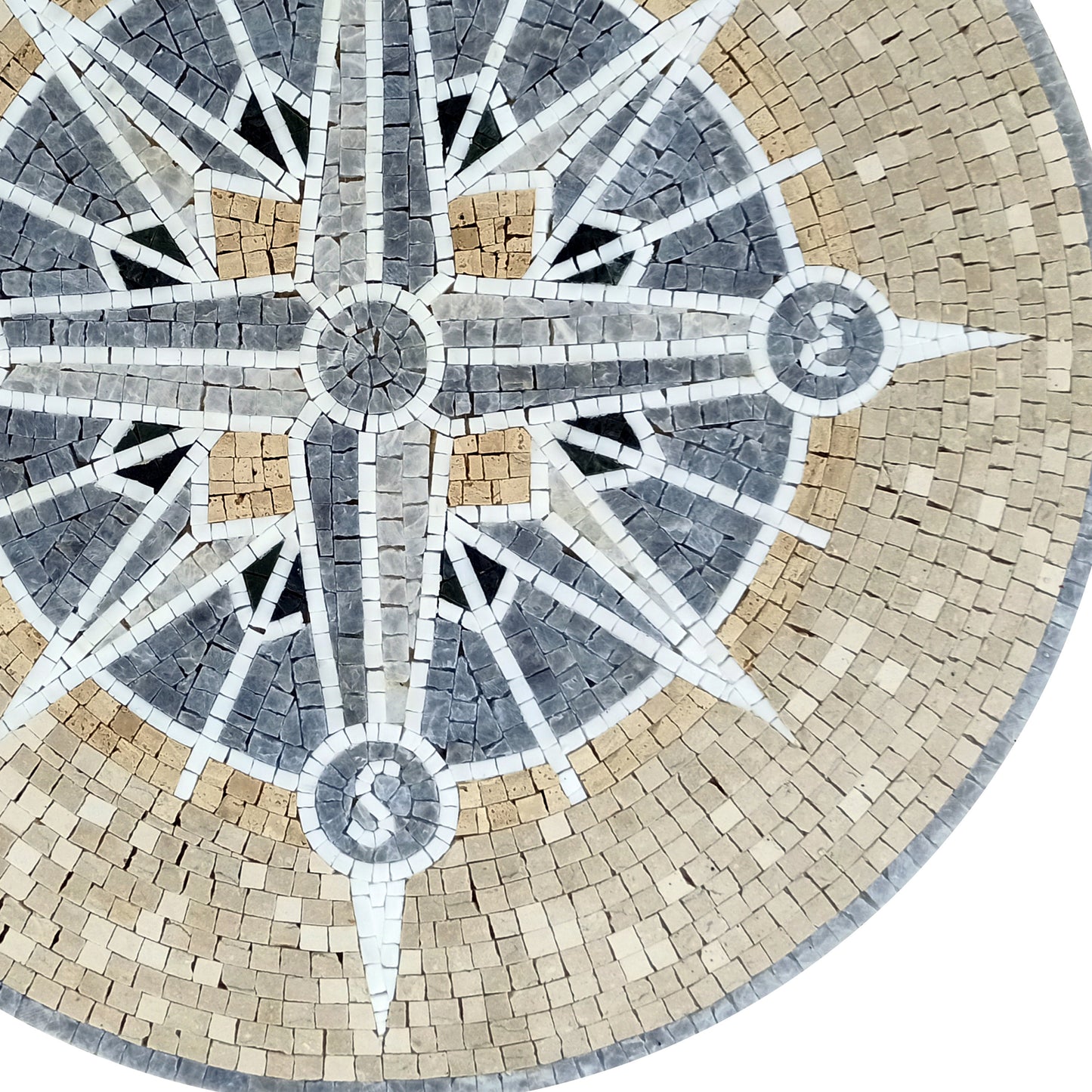 Nautical Inspiration: Handcrafted Compass & Pool Tile Medallion Marble Mosaic Art - Customization available