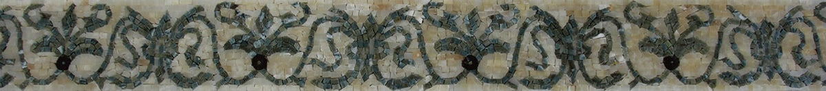 Floral Mosaic Border: Botanical Marble Tiles, 6" x 40"
