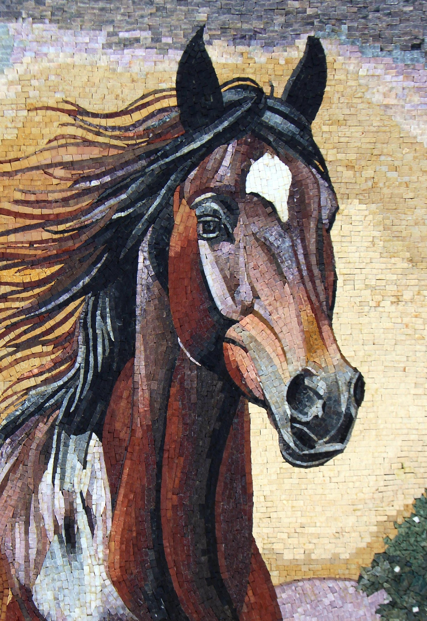 Handmade Majestic Horse Marble Mosaic Mural - Wall Art Decor