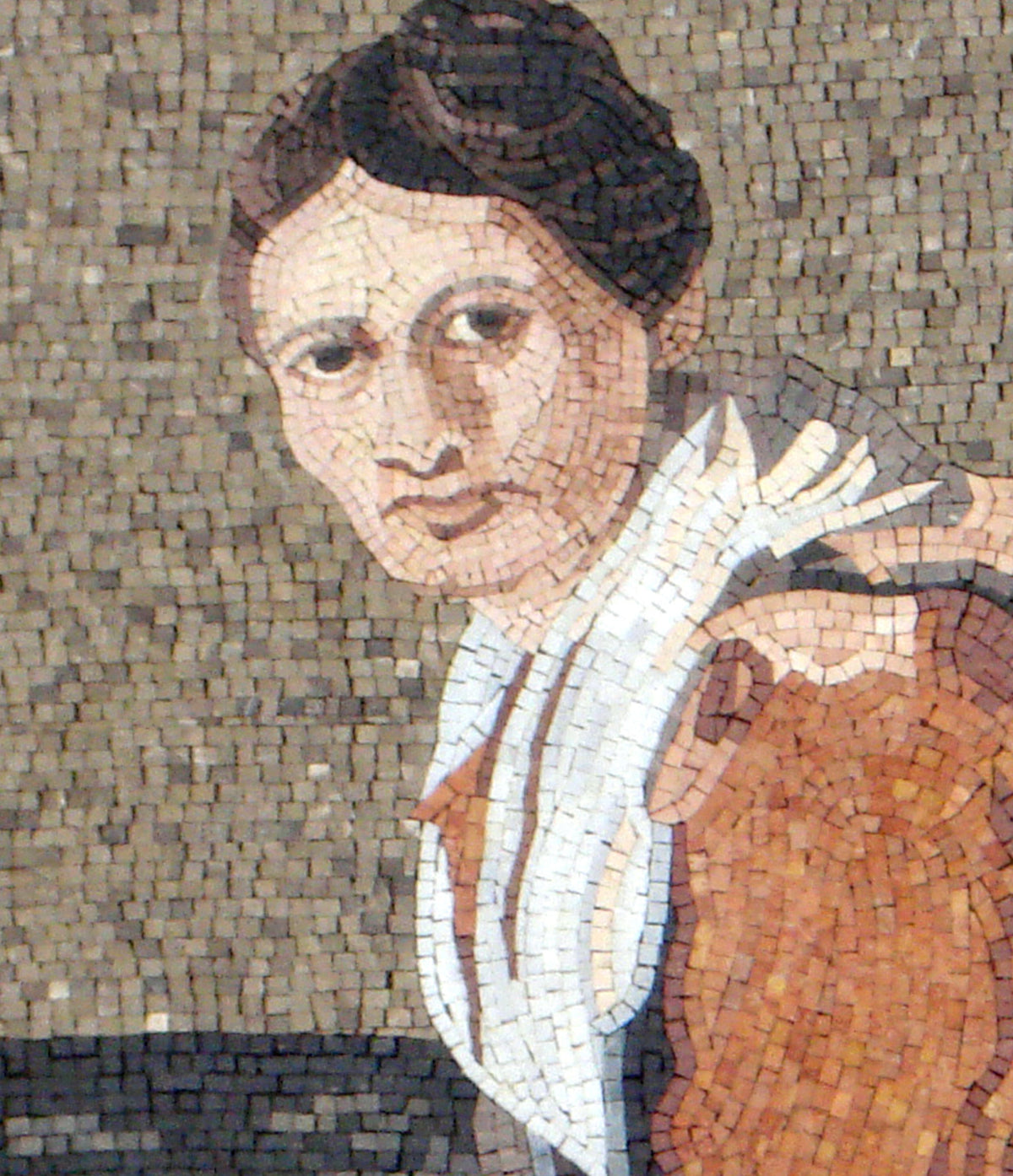 Handmade Marble Mosaic Tile Art: Young Maid Portrait (52” x 32”)