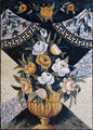 Handmade Marble Mosaic: Floral Wall Art (50"x34")