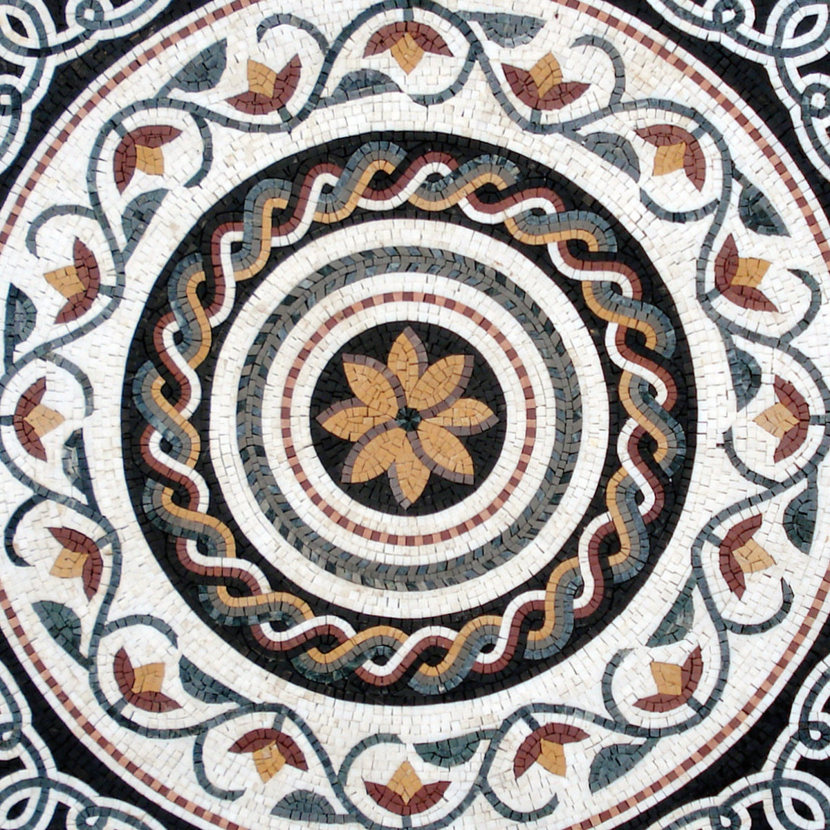 40” MEDALLION MOSAIC TILES |Botanical Floral Art Mosaic Tiles For House Warming | Tiles For Interior And Outdoor Hallway Entry And Walls