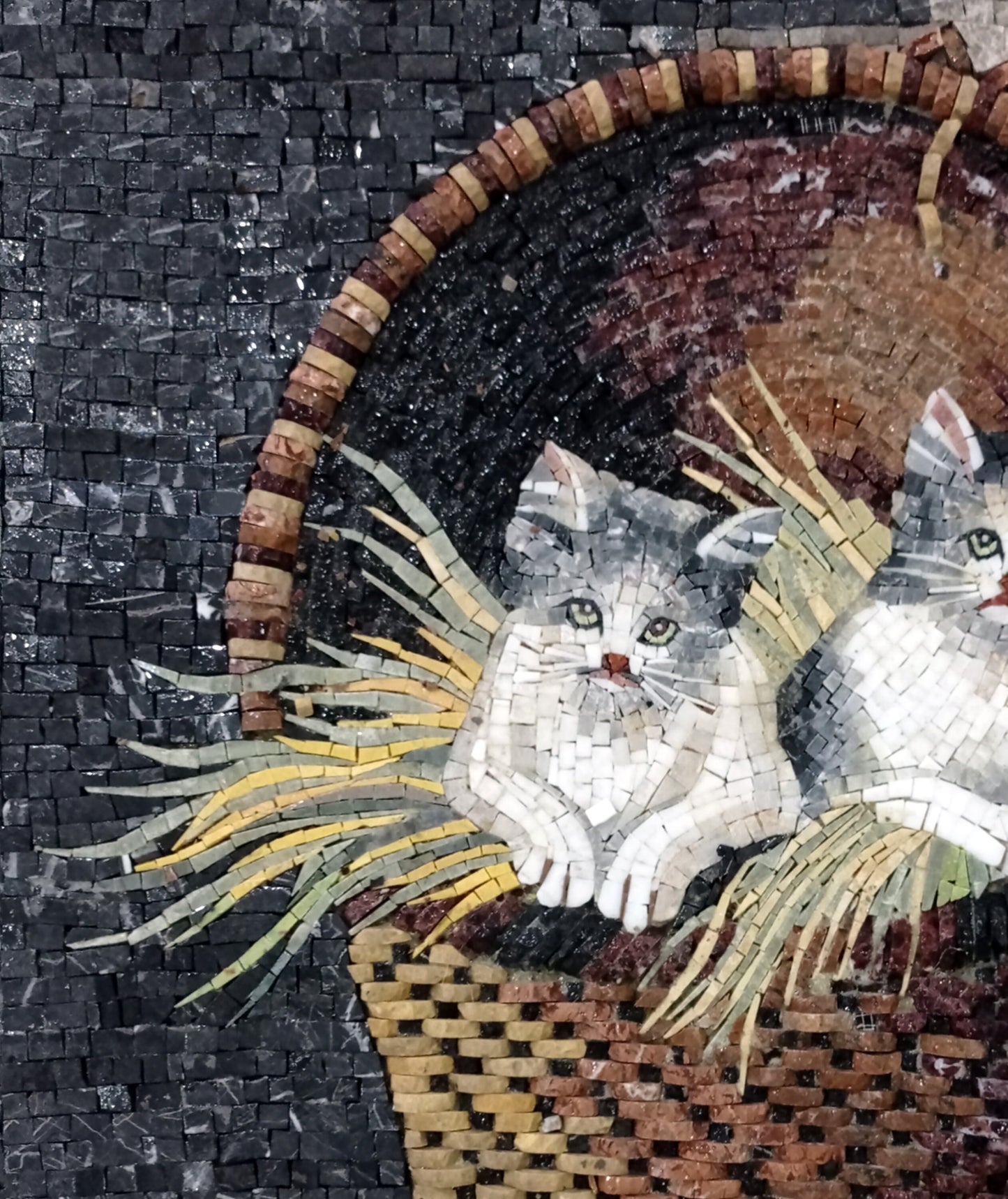 KITTEN MOSAIC BACKSPLASH | Pet Animal Mosaic Tiles For Kids Room Walls | Three Kittens Artwork Tiles For Cat Lovers Room Walls Decor