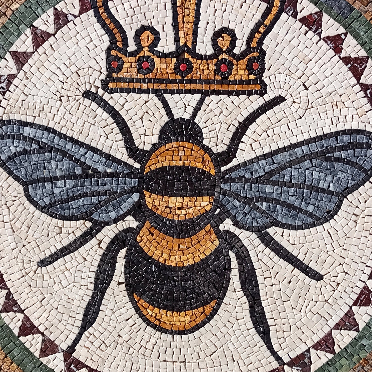48" Regal Elegance  - Handmade Queen Bee Marble Mosaic Medallion Art Tile - Customization available