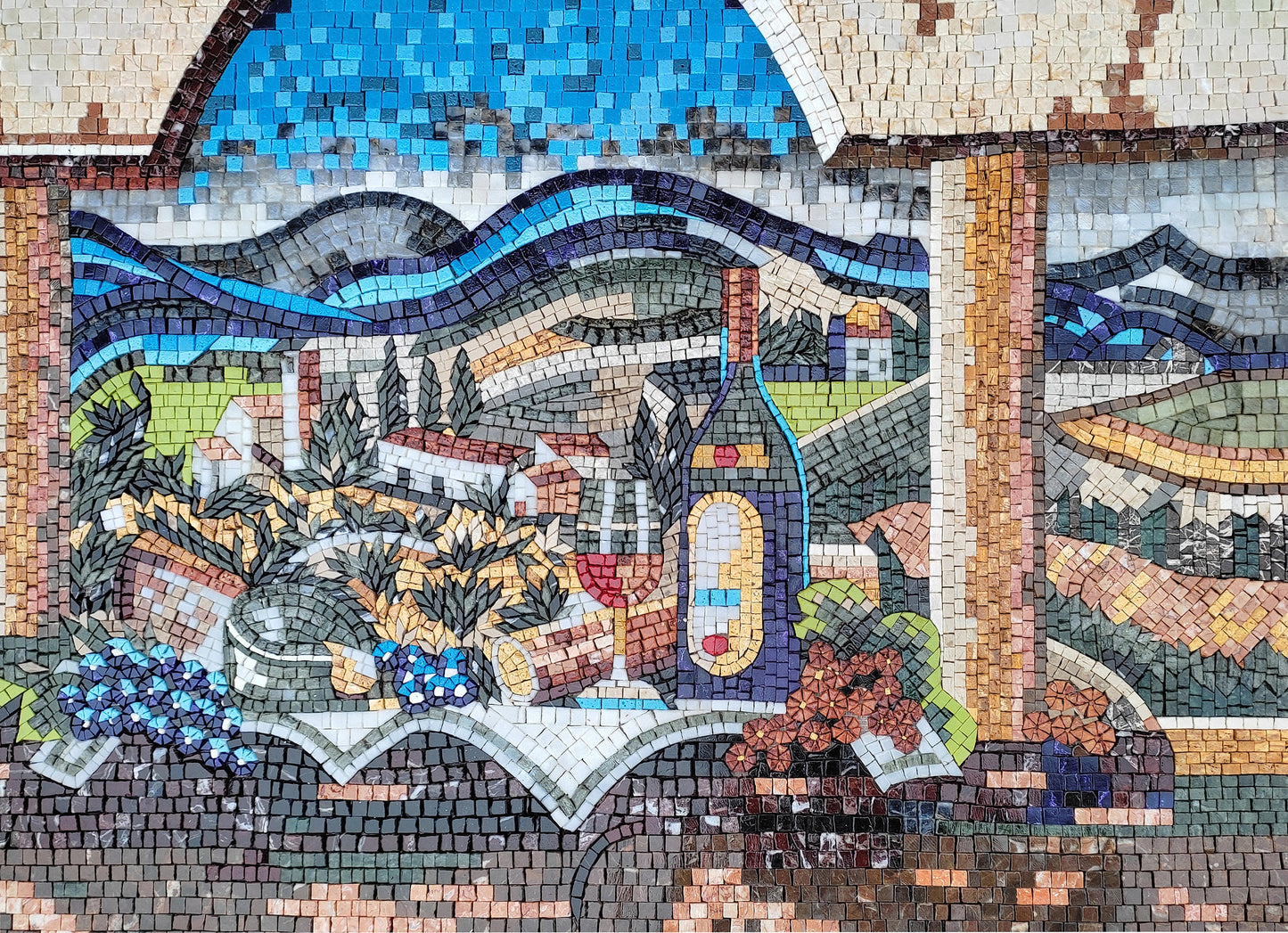 Handmade Wine & Grapes Marble Mosaic Tile Art: Kitchen Backsplash