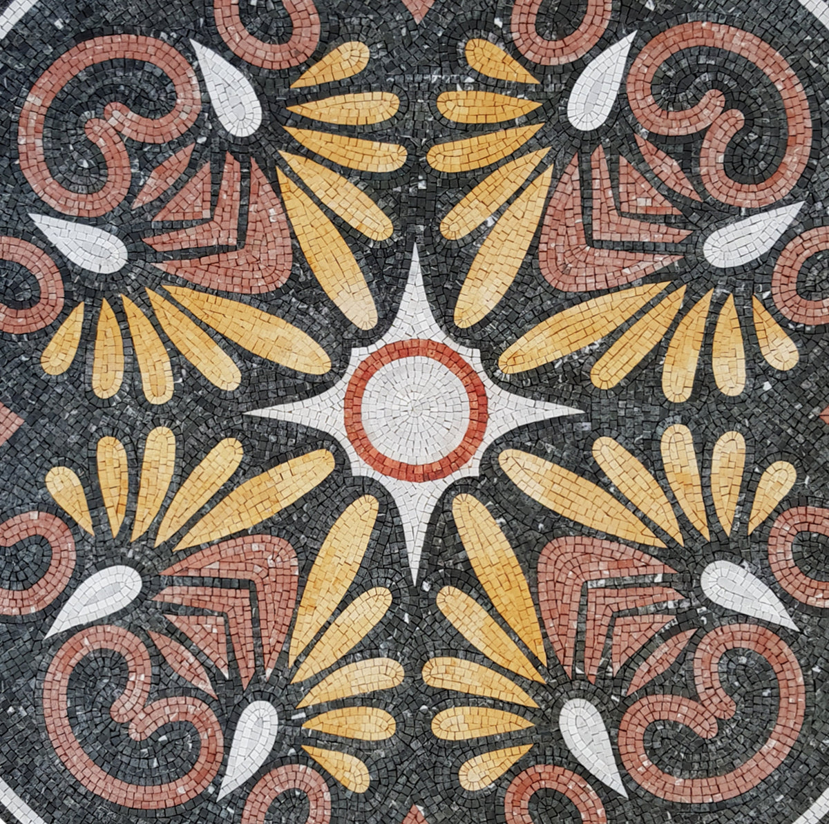 Handmade Marble Mosaic Medallion Art Tile: Pattern Décor (40" Diameter)