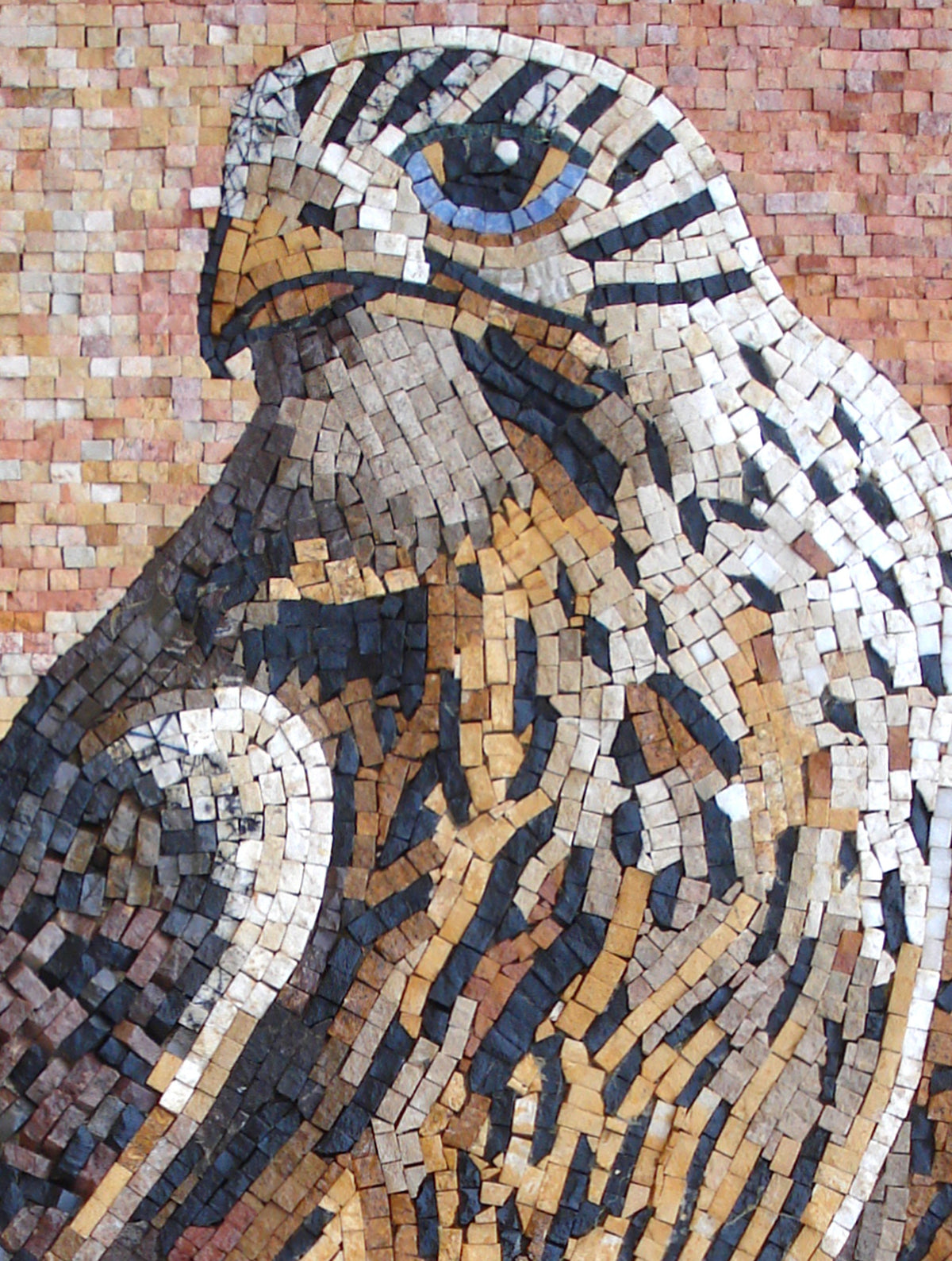 Falcon Mosaic Tile Art: Handmade Stone Bird Backsplash (40x30)