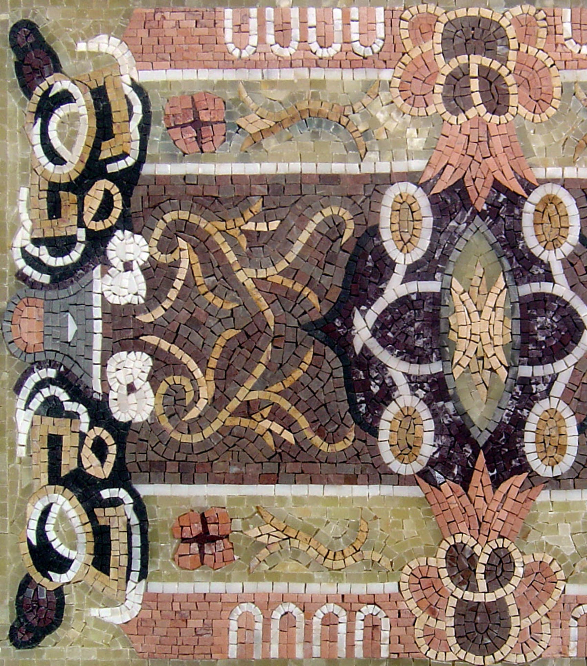 Handmade Floral Marble Mosaic Rug: Home Decor Art (44” x 32")