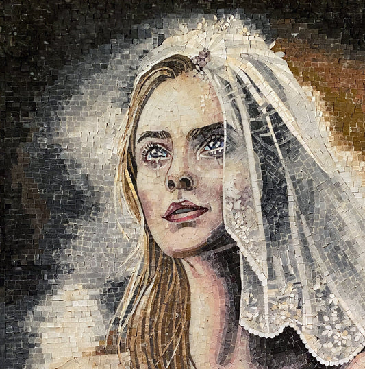 Handmade Cancer Zodiac Mosaic Tile Art: Bride Portrait (30"x30")