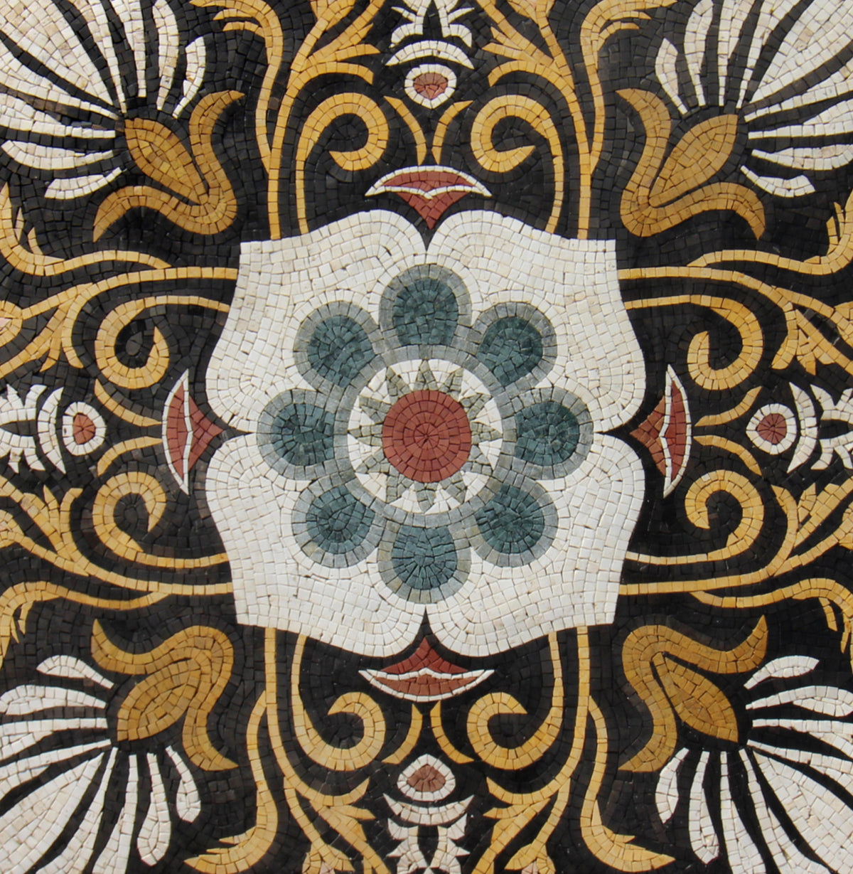 Gilded Artistry - Gold Leafy Art Nouveau Patterned Mosaic Medallion - Customization available