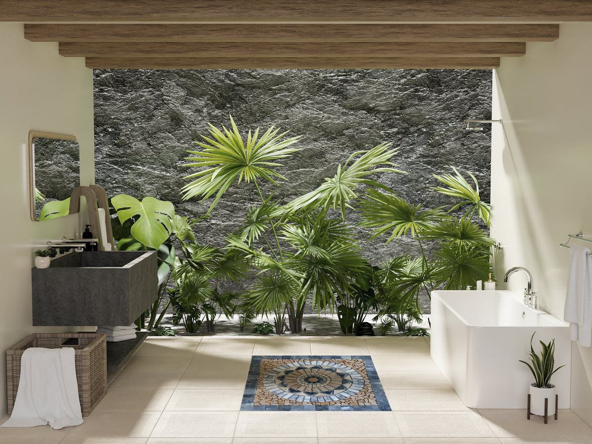 Handmade Marble Medallion Mosaic Art: Tropical Home Decor (24x24)