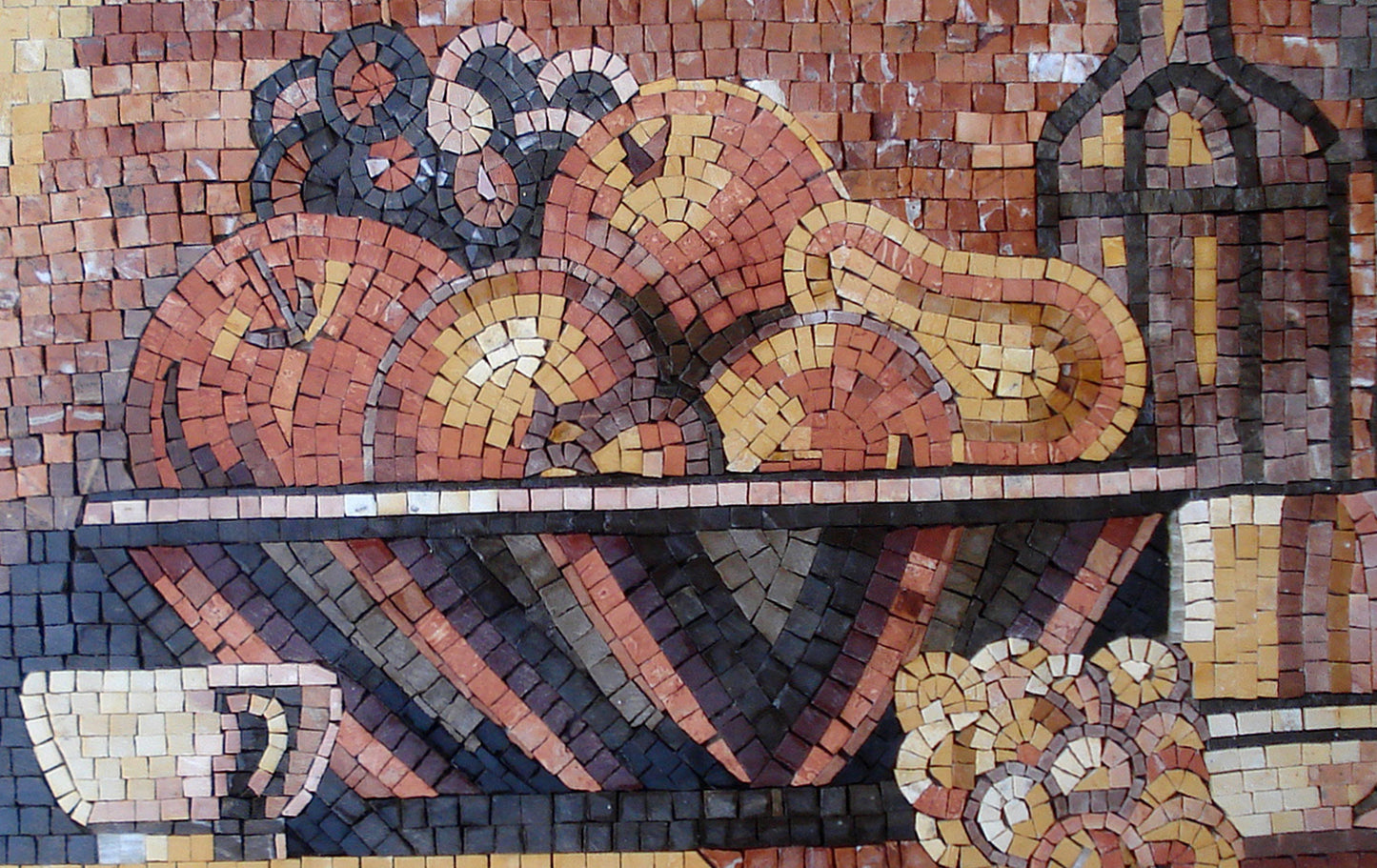 Handmade Kitchen Mosaic Tile Mural: Still Life Fruit Art (32” x 20")