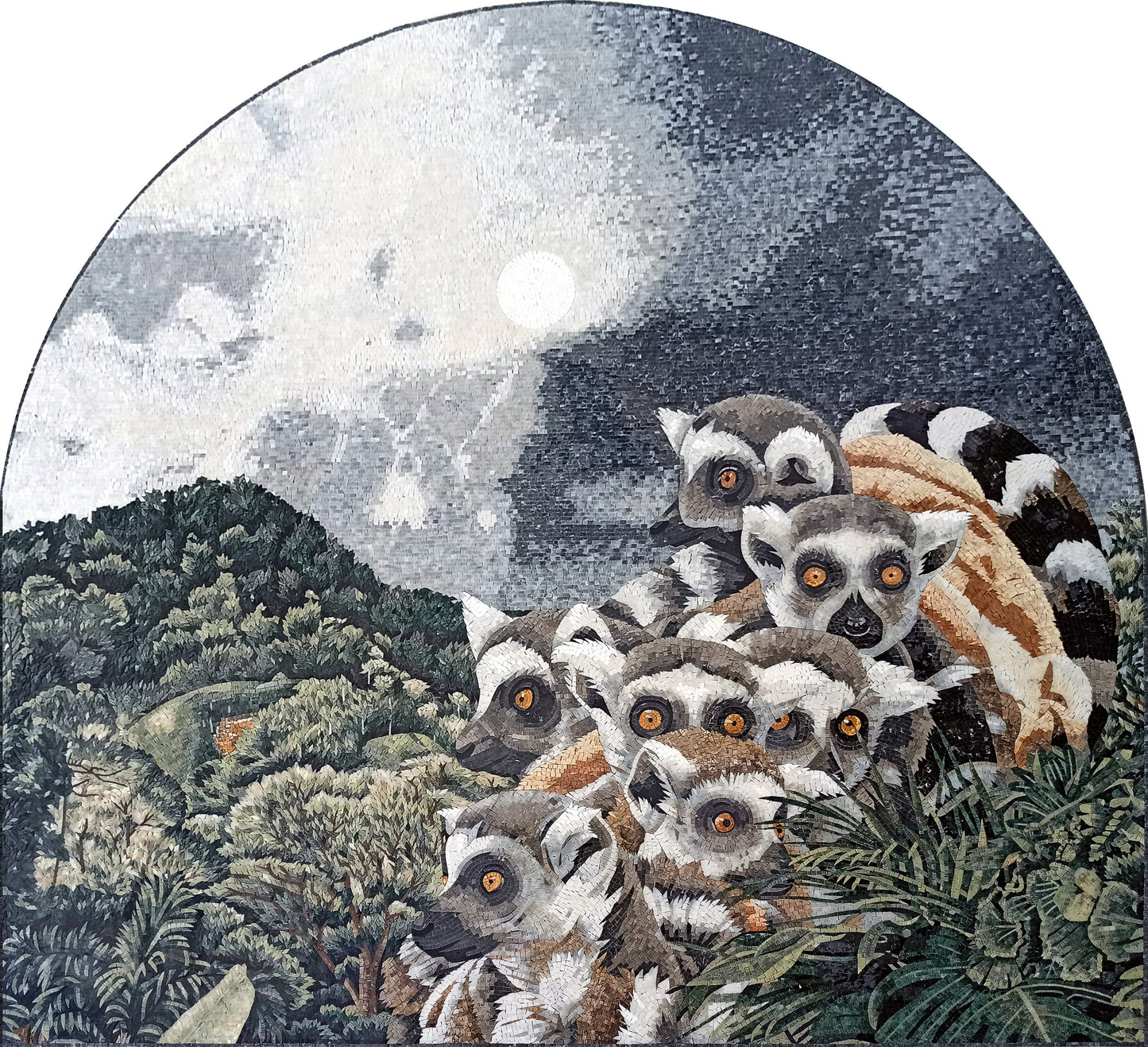 Handmade Lemurs Mosaic Tile Art: Rainforest Animal Wall Decor