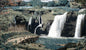 Handmade Marble Mosaic Tile: Waterfall & Bridge Art