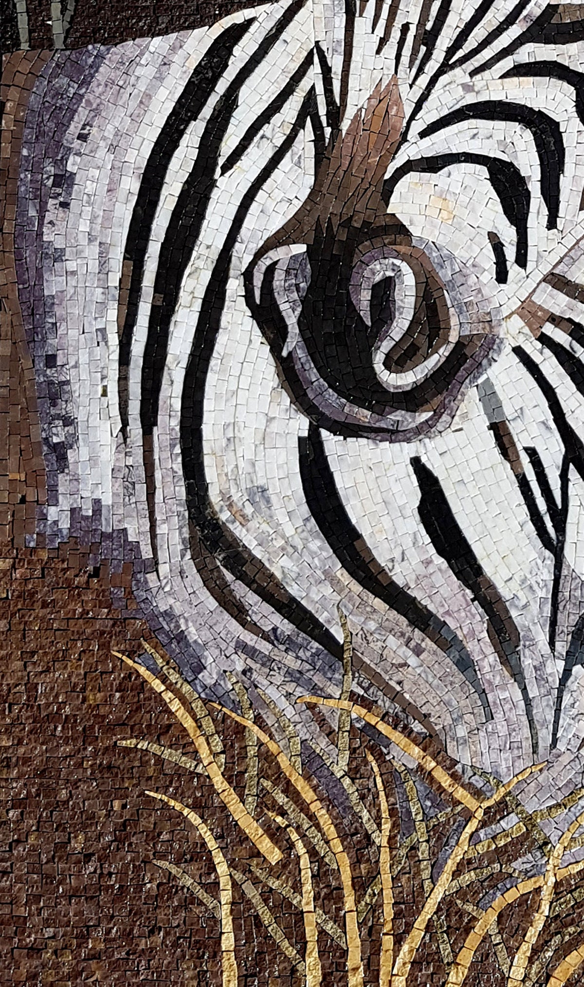 Handmade Zebra Mosaic Art: Wild Animal Tile Backsplash