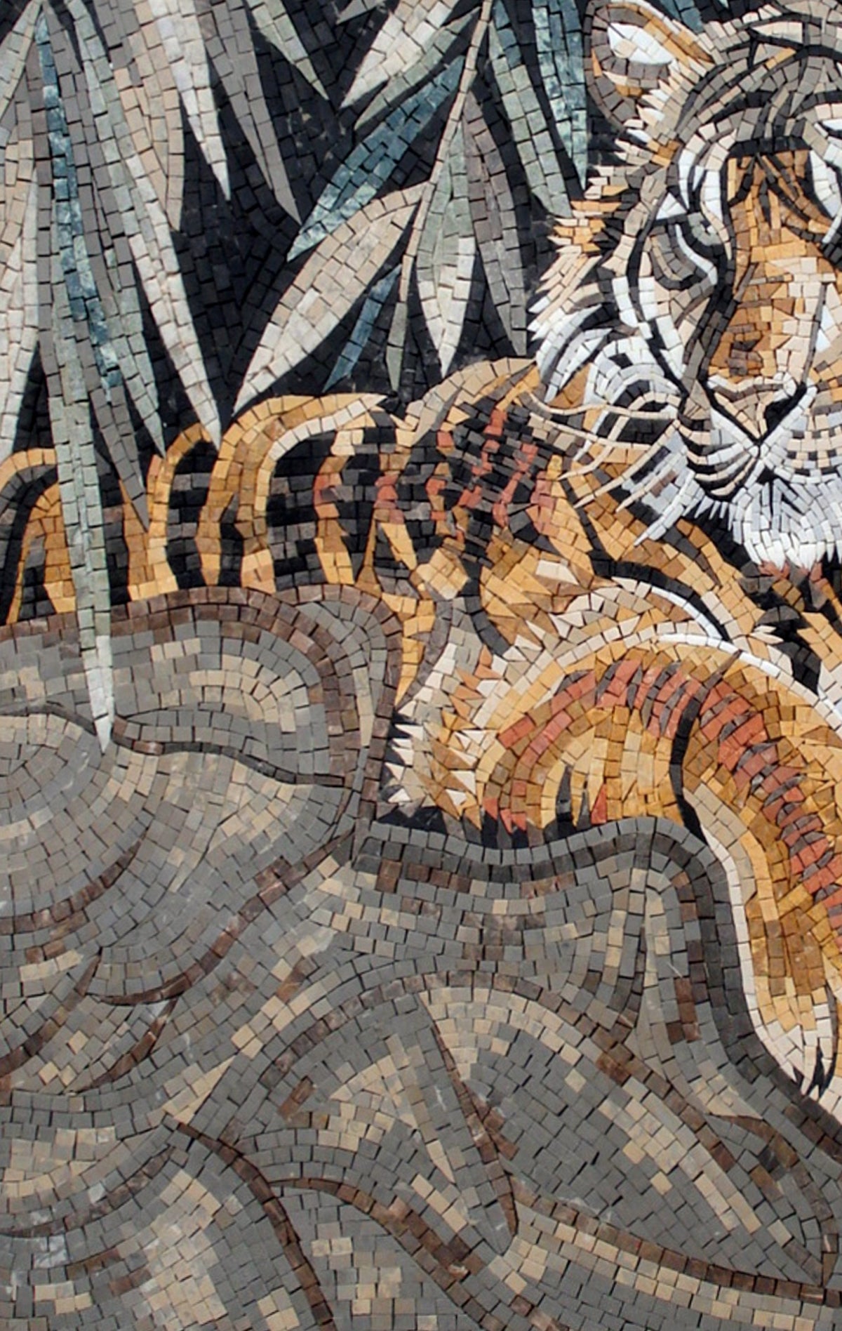 Handmade Bengal Tiger Marble Mosaic Tile Mural (36" x 28")