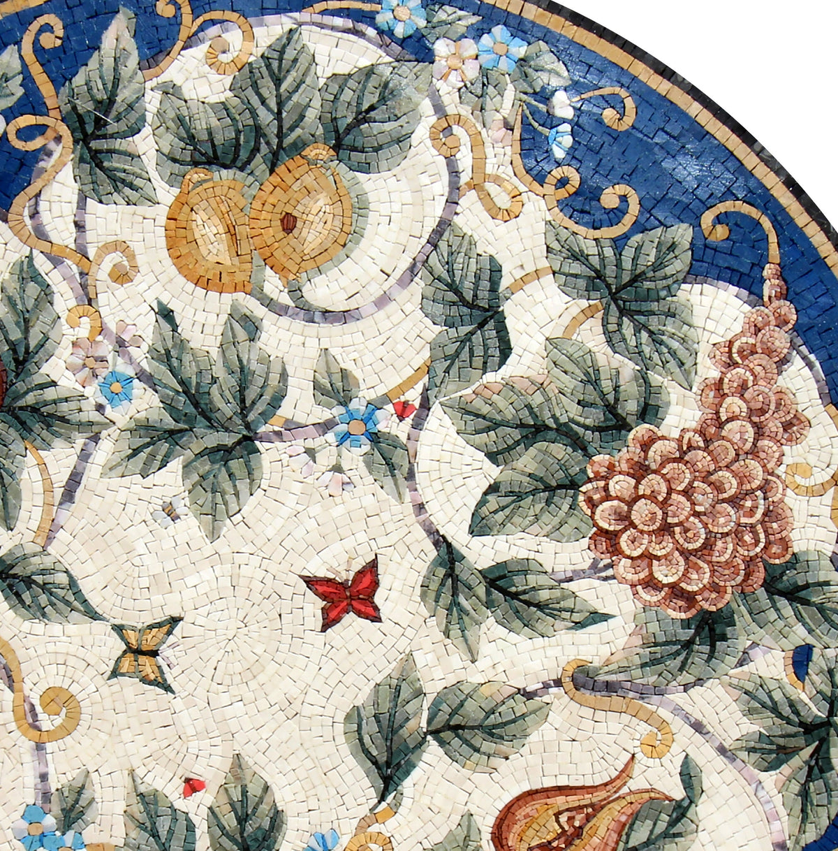 Floral Elegance - Handcrafted Round Mosaic Medallion Art Tile - Customization available