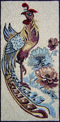 Handmade Peafowl Mosaic Mural: Marble Tile Wall Art (40x20)