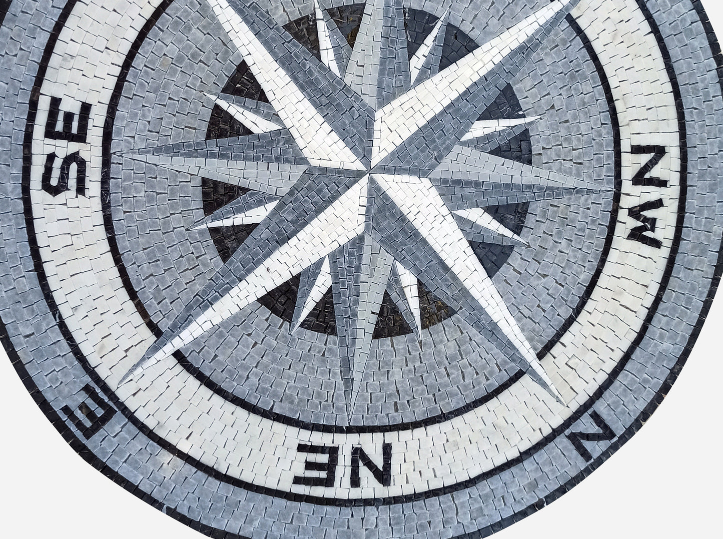 Artisan Craftsmanship: Handmade Compass & Pool Medallion Marble Mosaic Tiles - Customization available