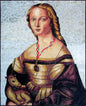 Handmade Raphael Mosaic Mural: Woman with Unicorn, Marble Stone Tiles