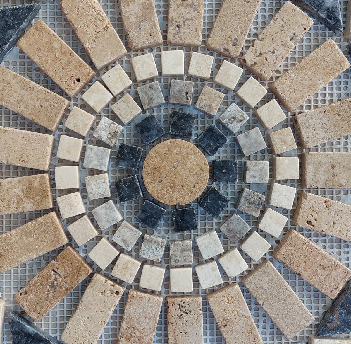 Handmade Marble Medallion Mosaic Art: Tropical Home Decor (24x24)