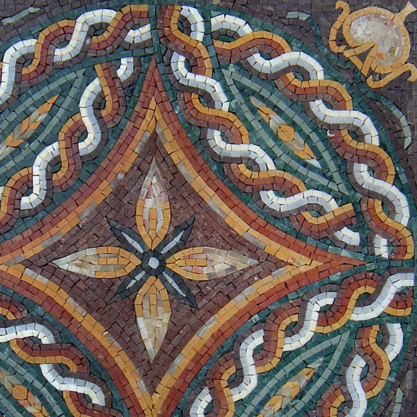 24" Geometric Marble Mosaic Tile: Handmade Square Pattern