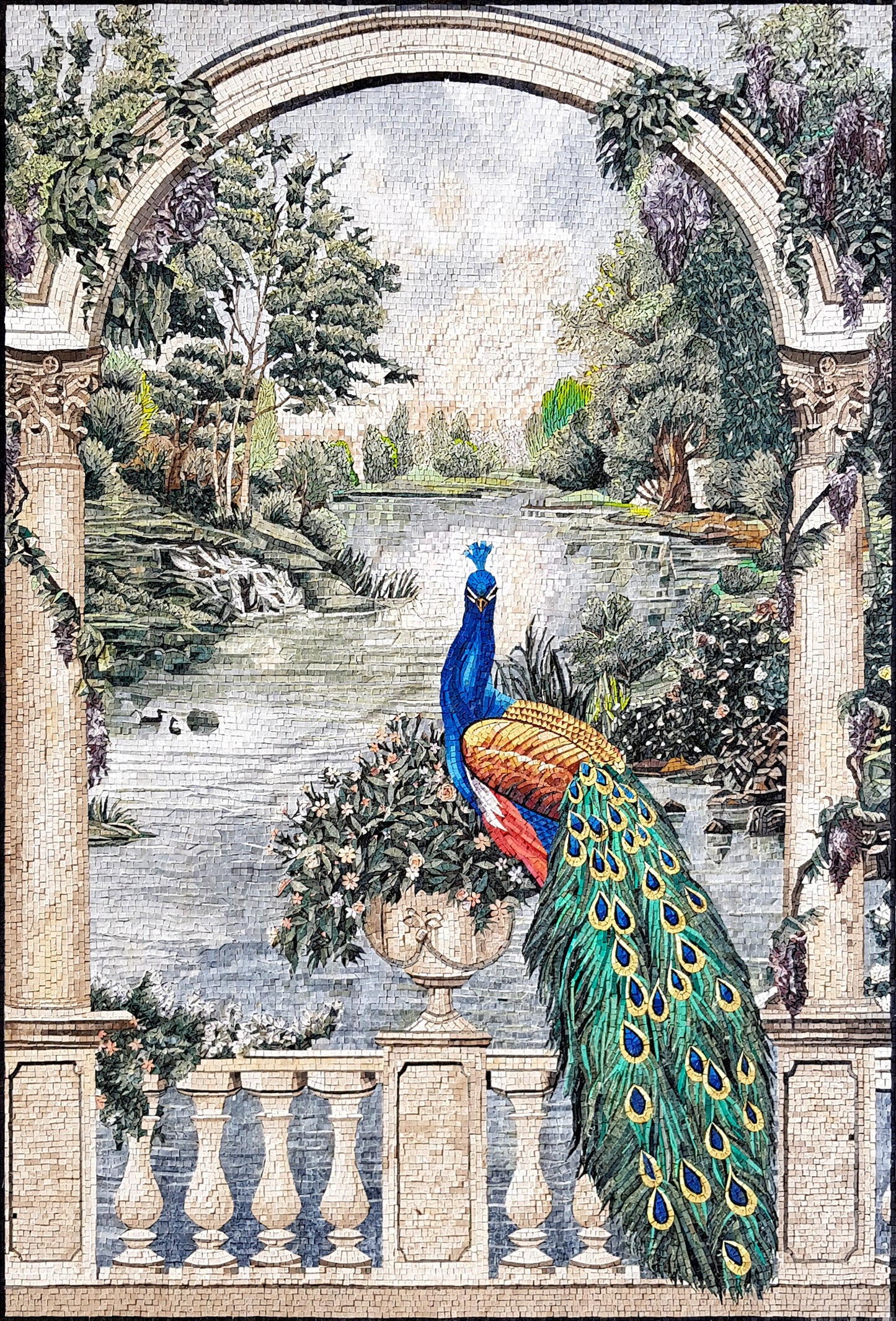Handmade Peacock Mosaic Tile Art: Indoor/Outdoor Wall Decor