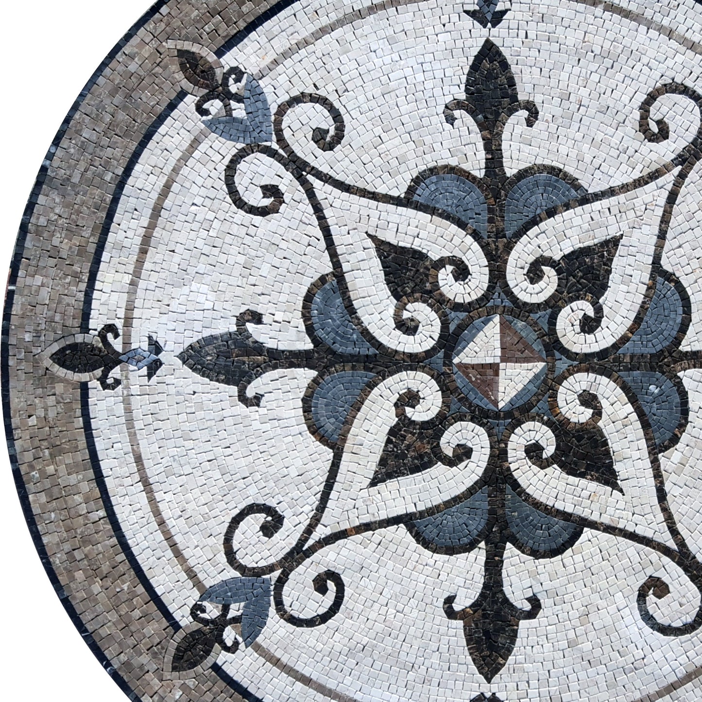 Handmade Marble Mosaic Medallion: Decorative Stone Art Tile (40" Diameter)