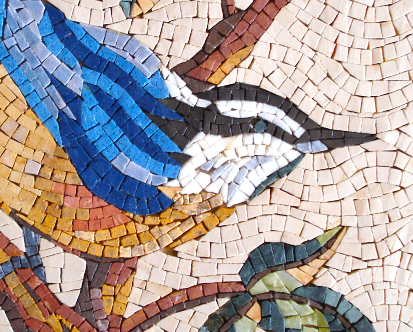 Blue Tit Bird Mosaic Art: Handmade Marble Wall Decor (16x12)