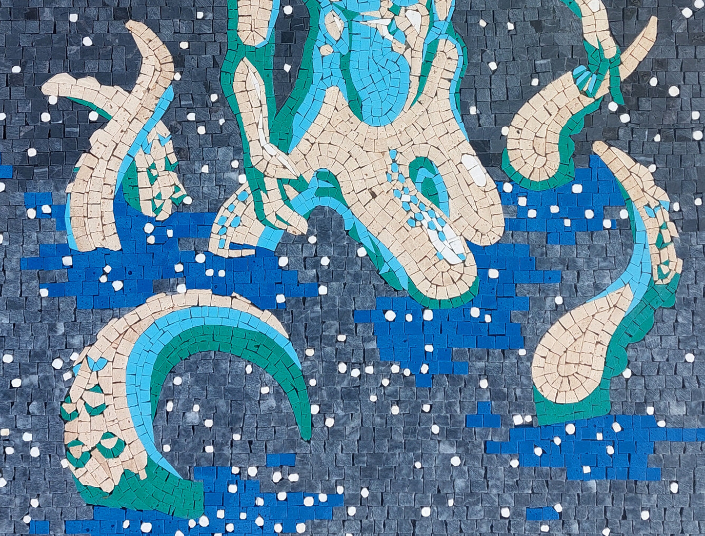 Pisces Zodiac Mosaic Tile Art: Handmade Stone Wall Decor