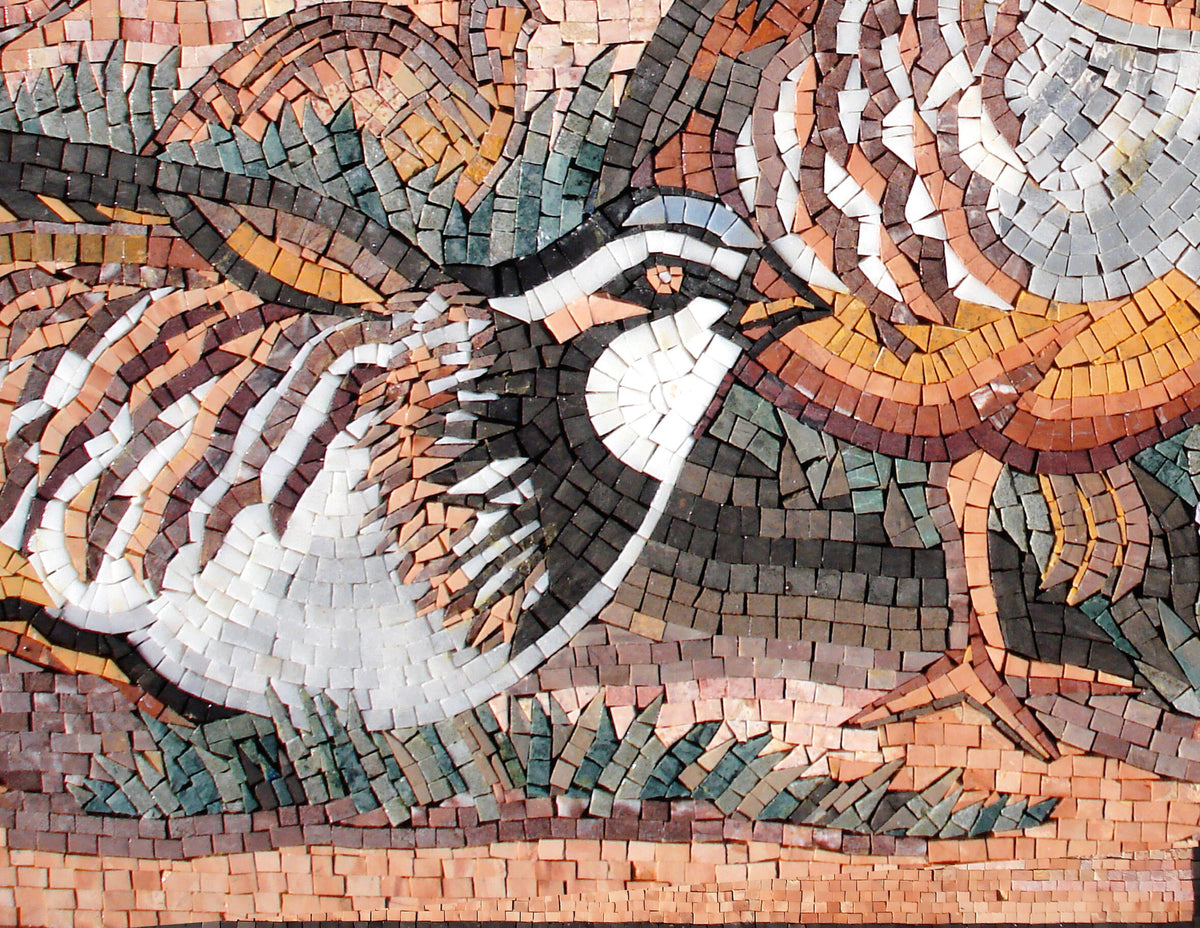 Handmade Partridge Mosaic Tile Art: Wild Bird Wall Decor (34" x 26")