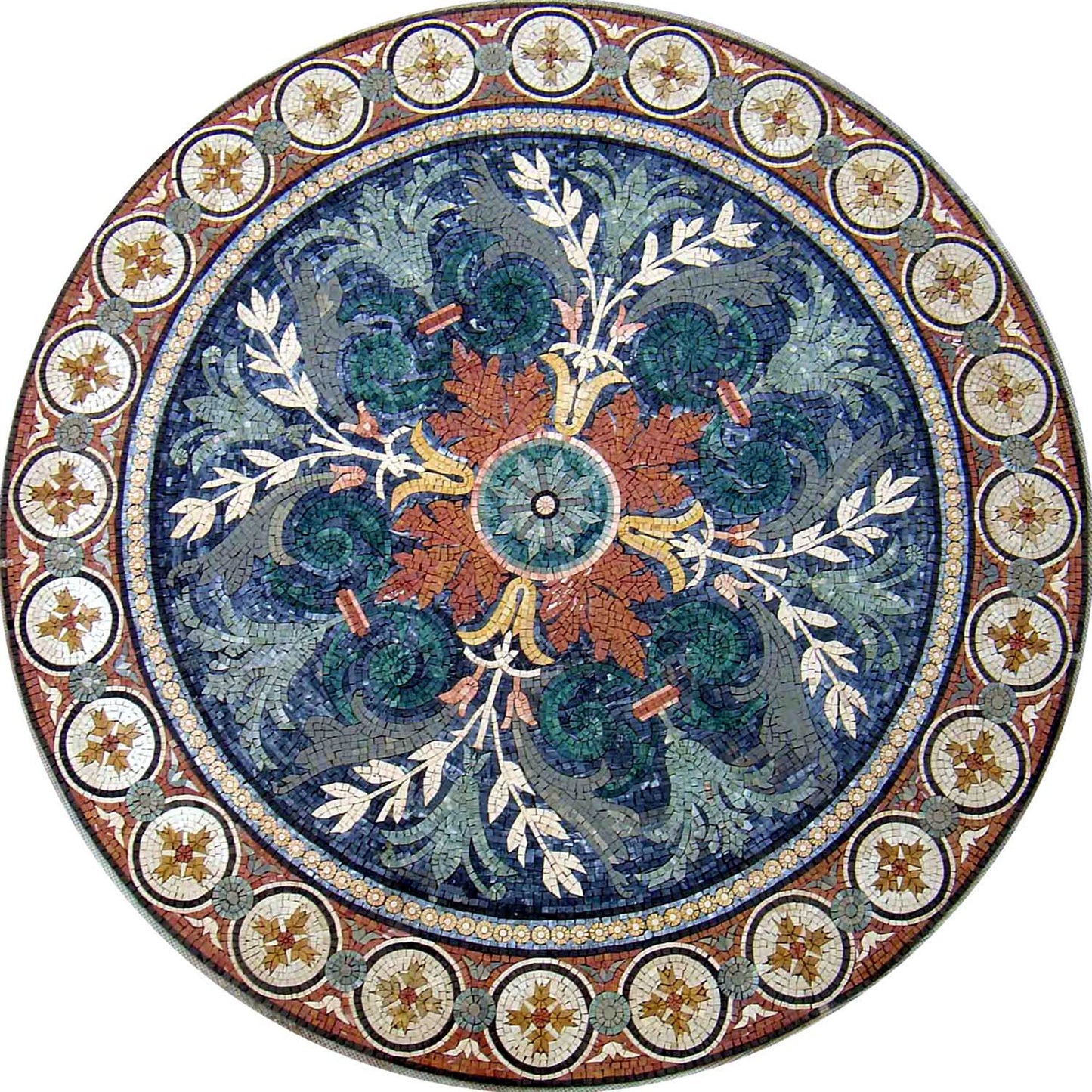 48" Handmade Decorative Medallion wall floor Marble Mosaic Art Stone Tile Décor