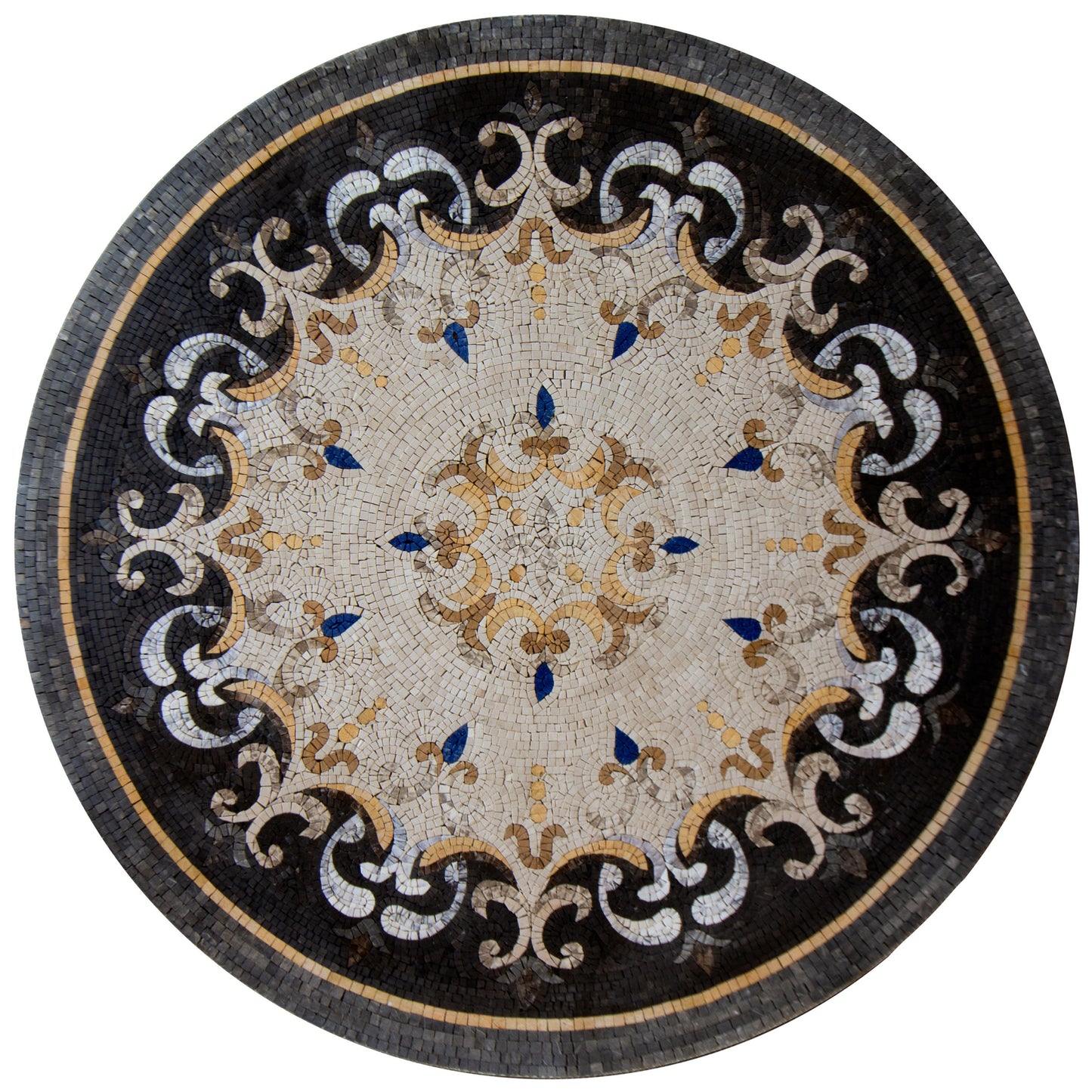 Maritime Elegance - 32-Inch Handmade Nautical Rose Compass Round Mosaic Art Tile - Customization available