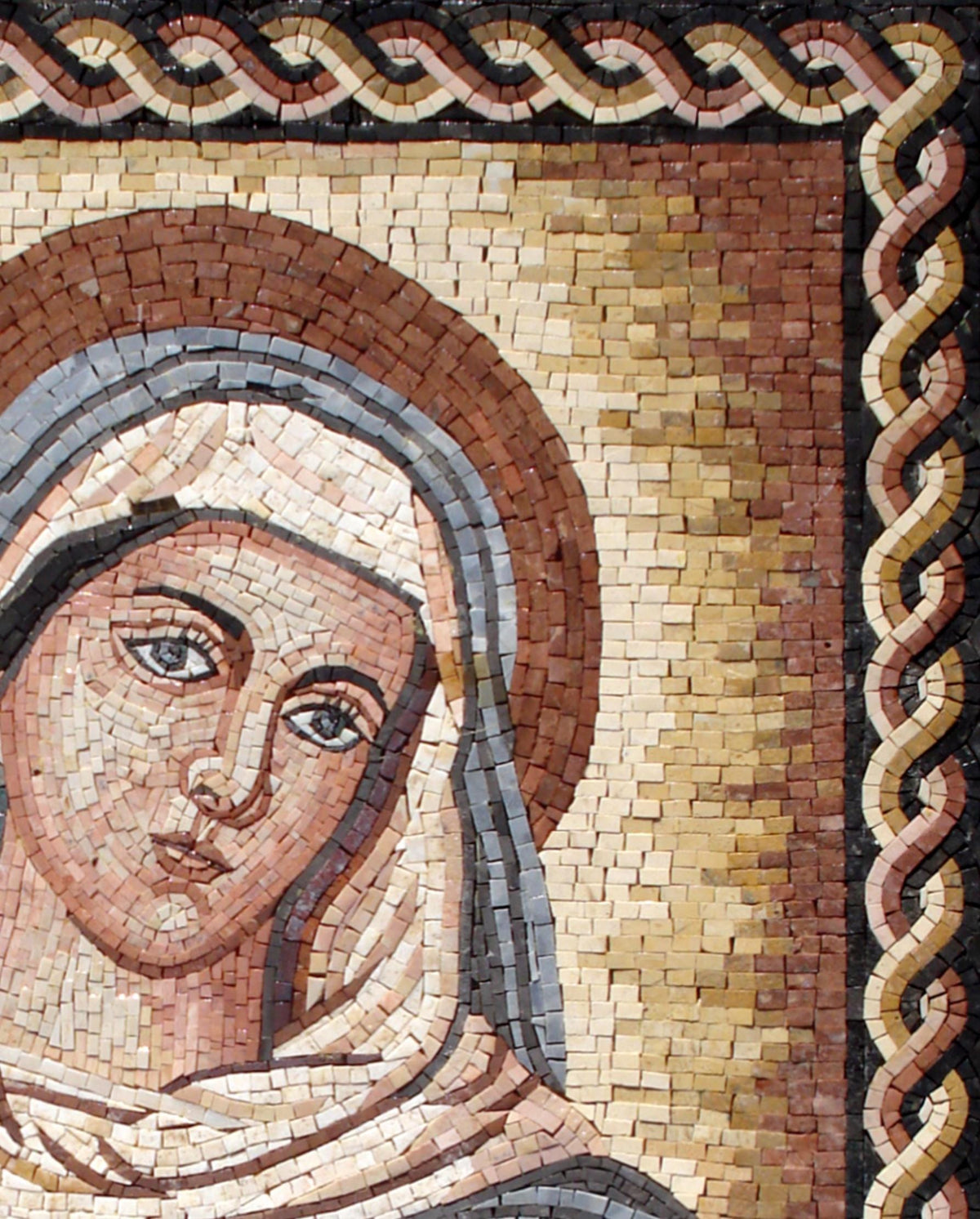 28"x40" Renaissance-Inspired Portrait of Mary Mosaic , Religious Christian Decor, Customization available