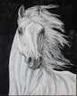 Handmade Marble Mosaic Horse Mural: Wall Art Decor