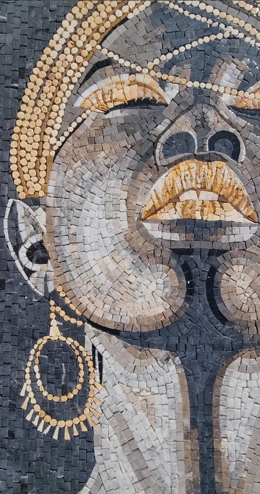 Handmade Marble Mosaic Art: Elegant Lady Portrait Wall Decor (40"x20")