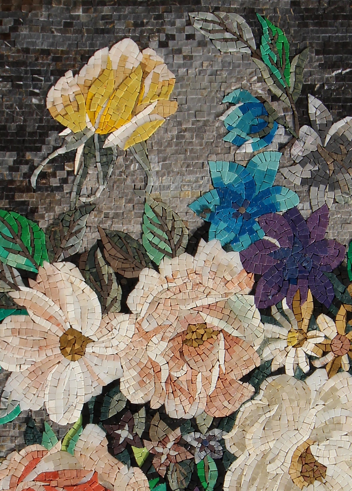 Handmade Marble Mosaic Art: Vertical Flower Vase Wall Decor