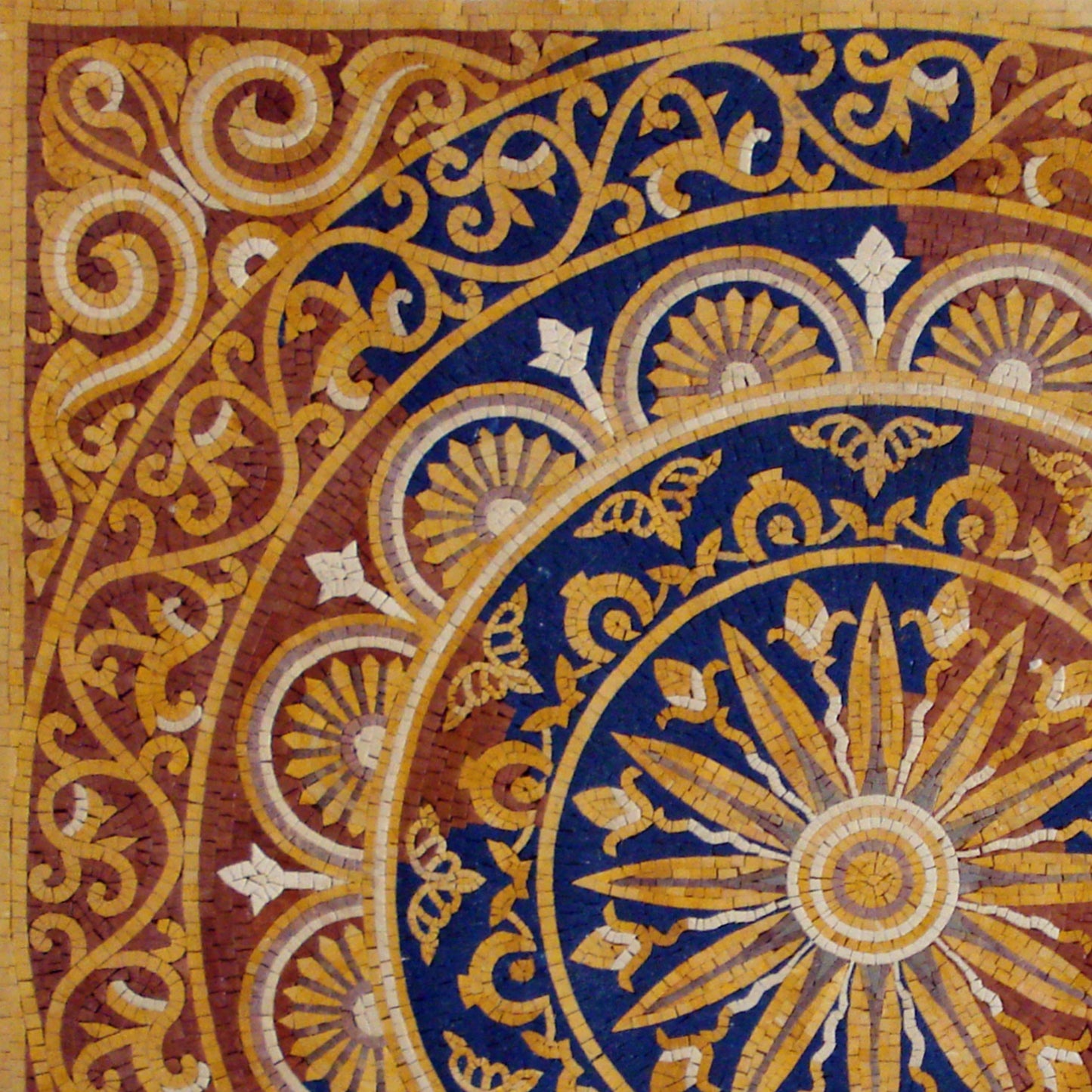Handmade Medallion Marble Mosaic Tile: 48" Square Backsplash
