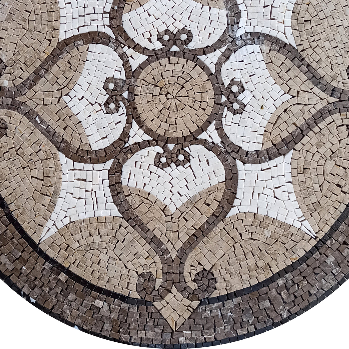 Handmade Marble Mosaic Medallion: 32-Inch Art Tile Décor