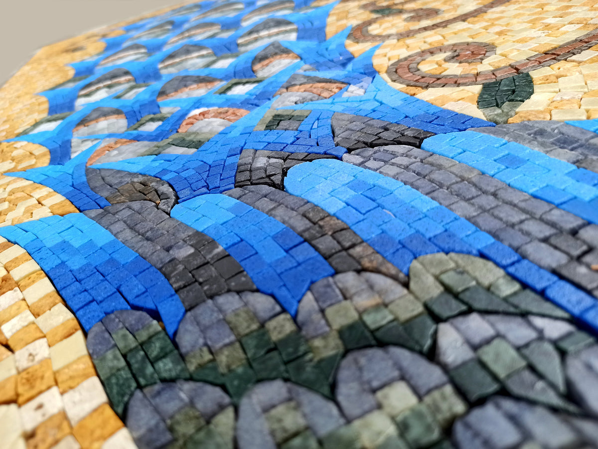 Handmade Peacock Mosaic Tile Art: Blue Butterfly Wall Decor